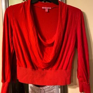 MANGO Red Top with Plunging neckline Longsleeves